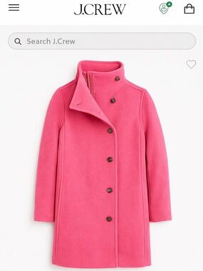 J. Crew Pink Wool Nello Gori Italian Stadium Cloth Peacoat Zipper Button Pockets